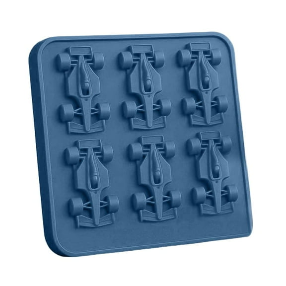 Ice Mold, Formula Racing Car Ice Mold, Silicone Racing Car Jello Molds, 6-Cavity 3D Race Car Shape Themed Tumbler Ice Cube Tray and DIY Baking Tool, Slow-Melting, No-Plastic, Easy Release