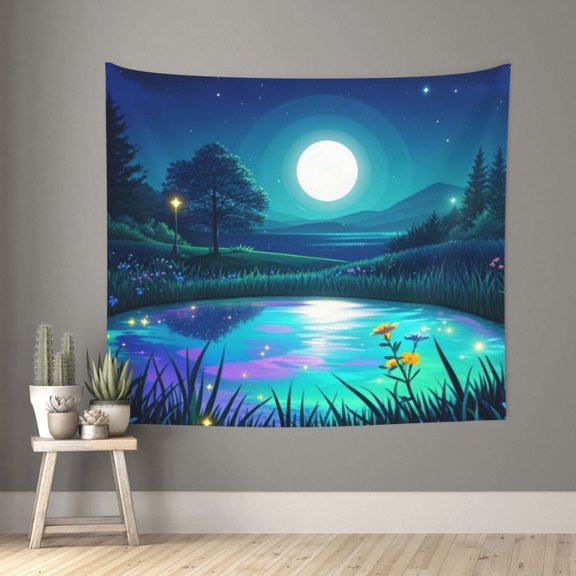 Ice Moon Wall Hanging Mystery Tapestry,Dreams Wall Art And Room Decoration For Bedroom 60*51 Inches Tapestry
