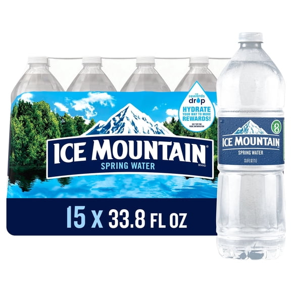 Ice Mountain 100% Natural Spring Water, 1 Liter Bottles, 15 Pack
