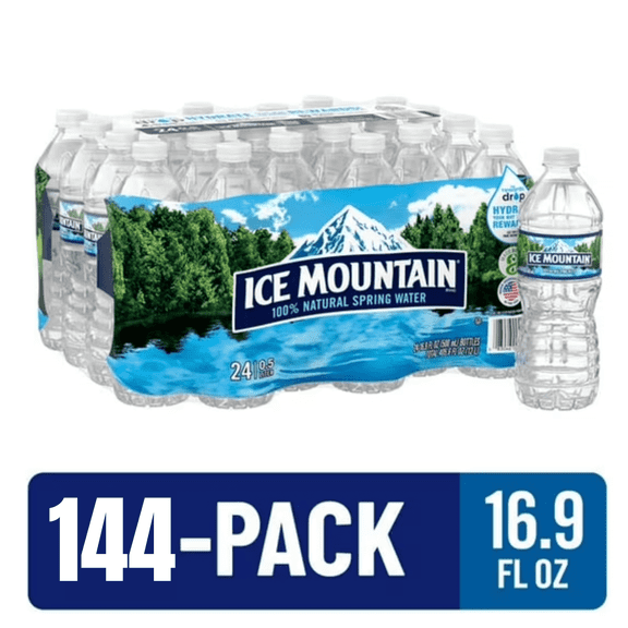 Ice Mountain 100% Natural Spring Water 16.9 fl oz 144 Pack