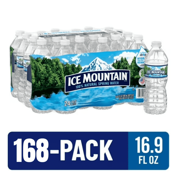 Ice Mountain 100% Natural Spring Water 16.9 fl oz  168 Pack