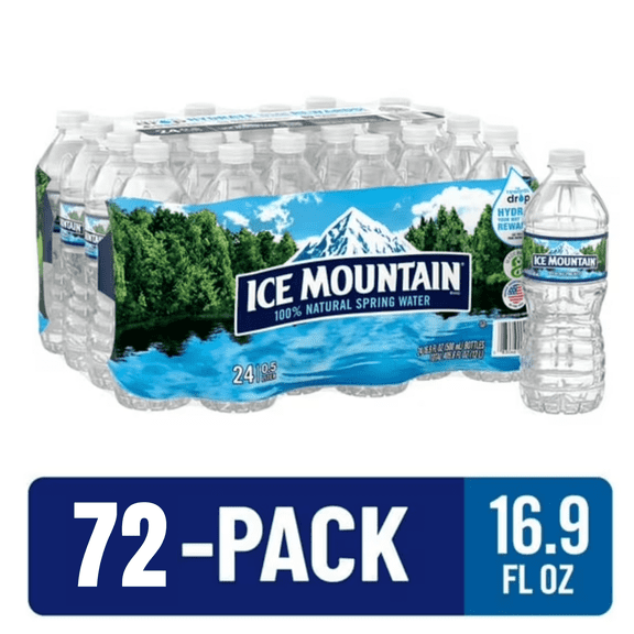Ice Mountain 100% Natural Spring Water 16.9 fl oz  72 Pack