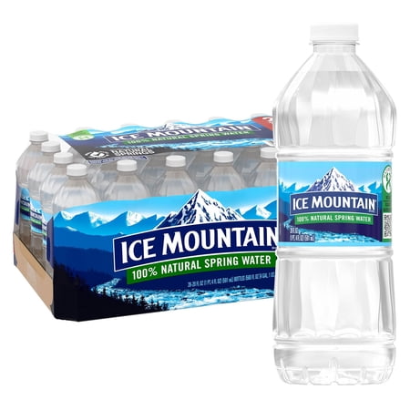 Ice Mountain 100% Natural Spring Water, 20 fl oz Bottles (28 Pack) | Pure Refreshing Hydration | Naturally Sourced from Midwest Springs