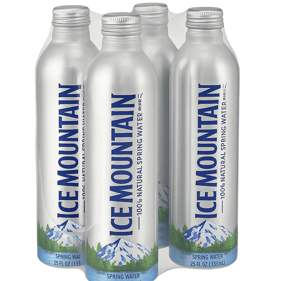 Ice Mountain Natural Spring Water 100% Natural 4 Pack 25 fl oz (739 mL)