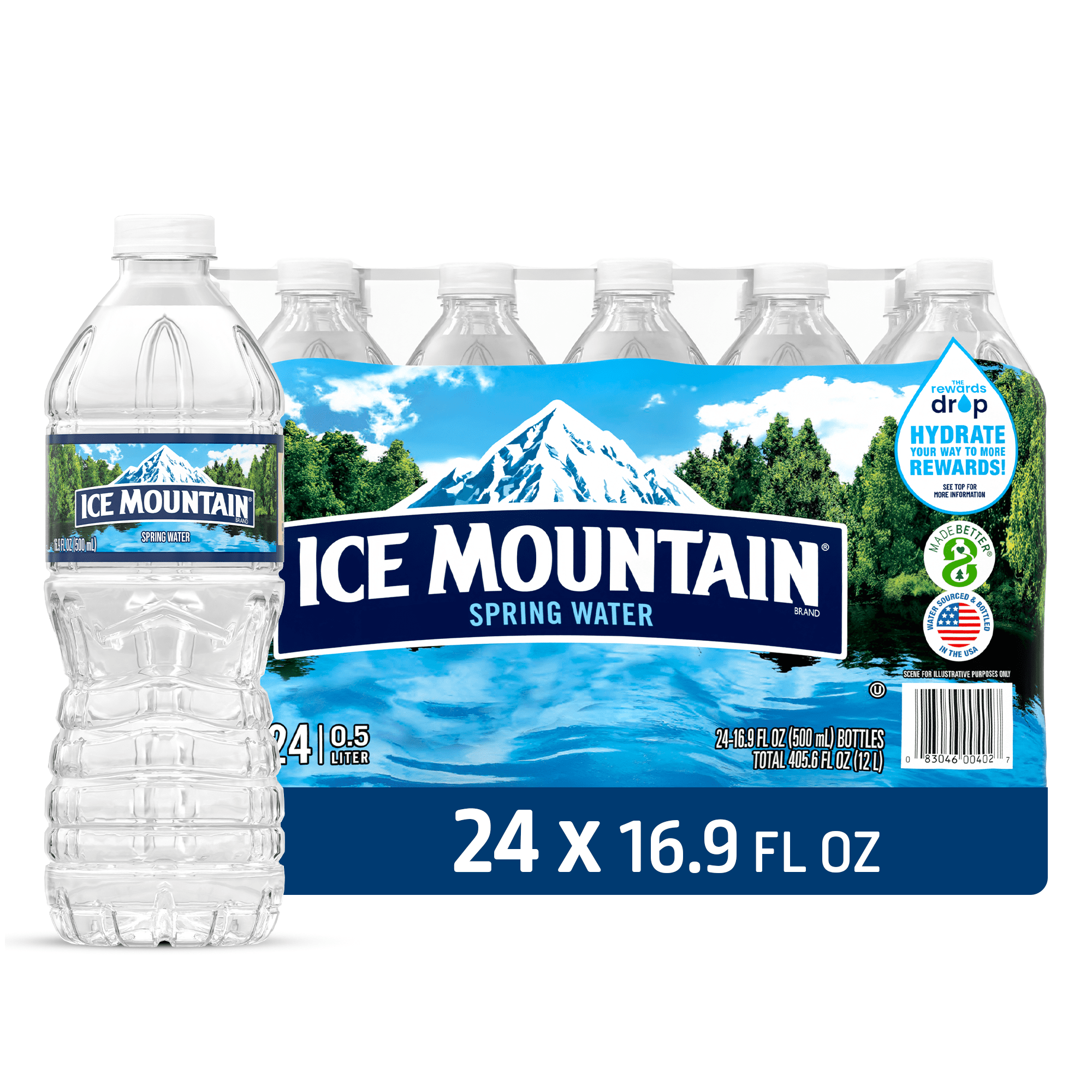 Ice Mountain Spring Water, 16.9 fl oz, 24-pack Plastic Bottles