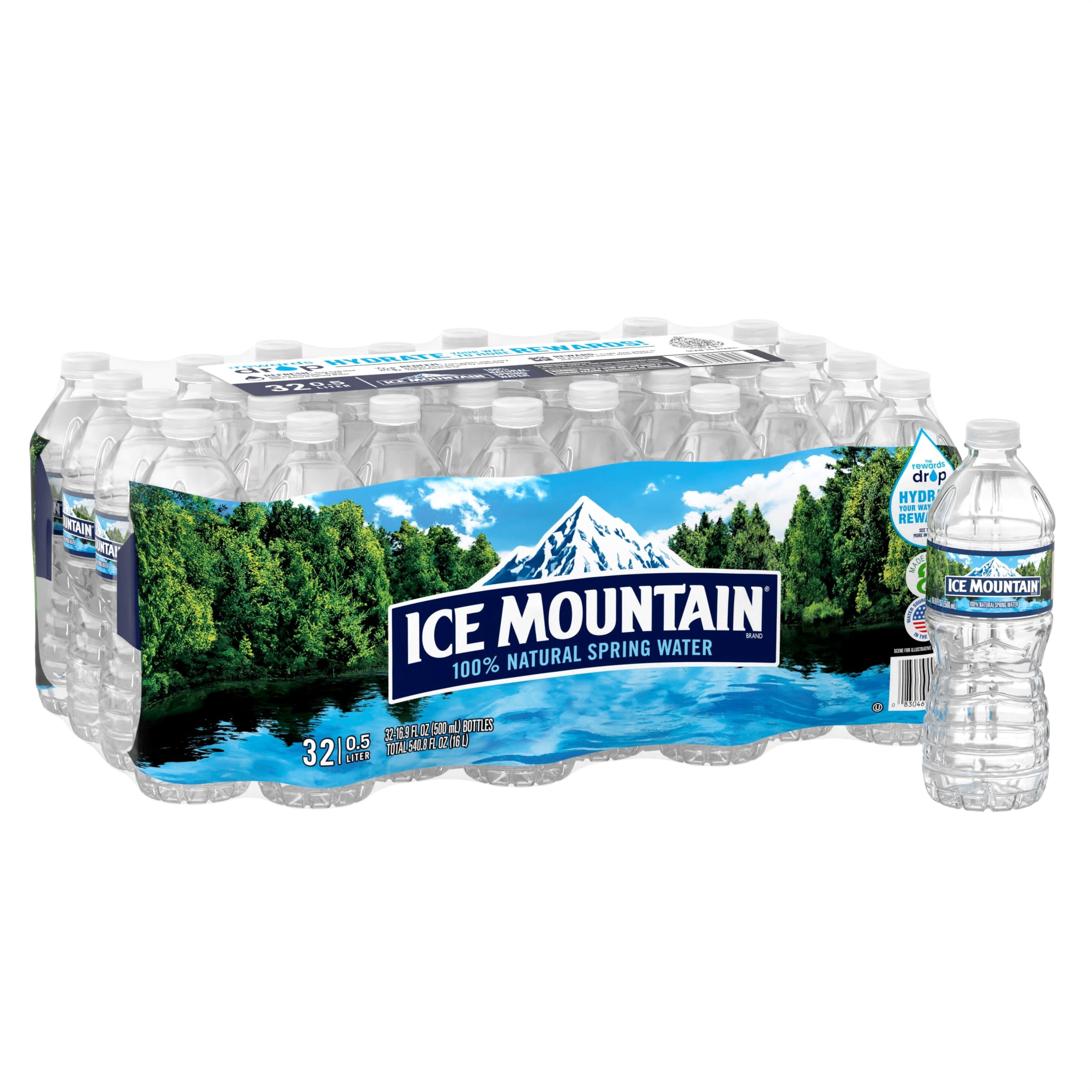 Ice Mountain Spring Water, 16.9 Fl Oz, 32-Pack Plastic Bottles
