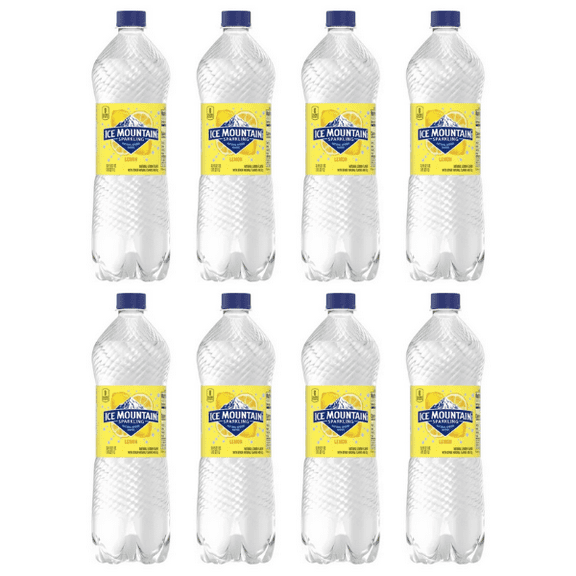 Ice Mountain Sparkling Water, Lemon  33.8floz Bottles, 8Pack