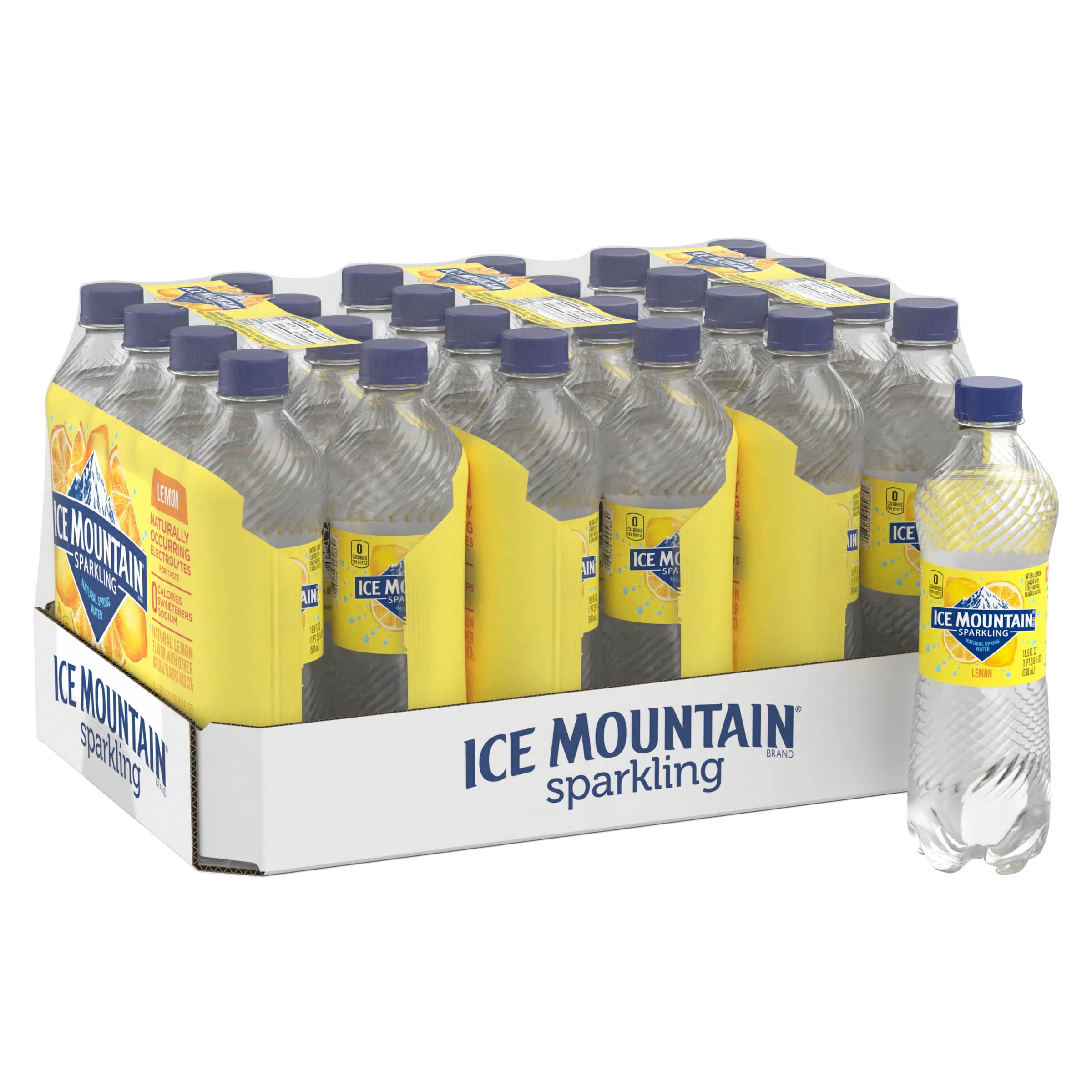 Ice Mountain Sparkling Water, Lively Lemon, 16.9 oz. Bottles (24 Count