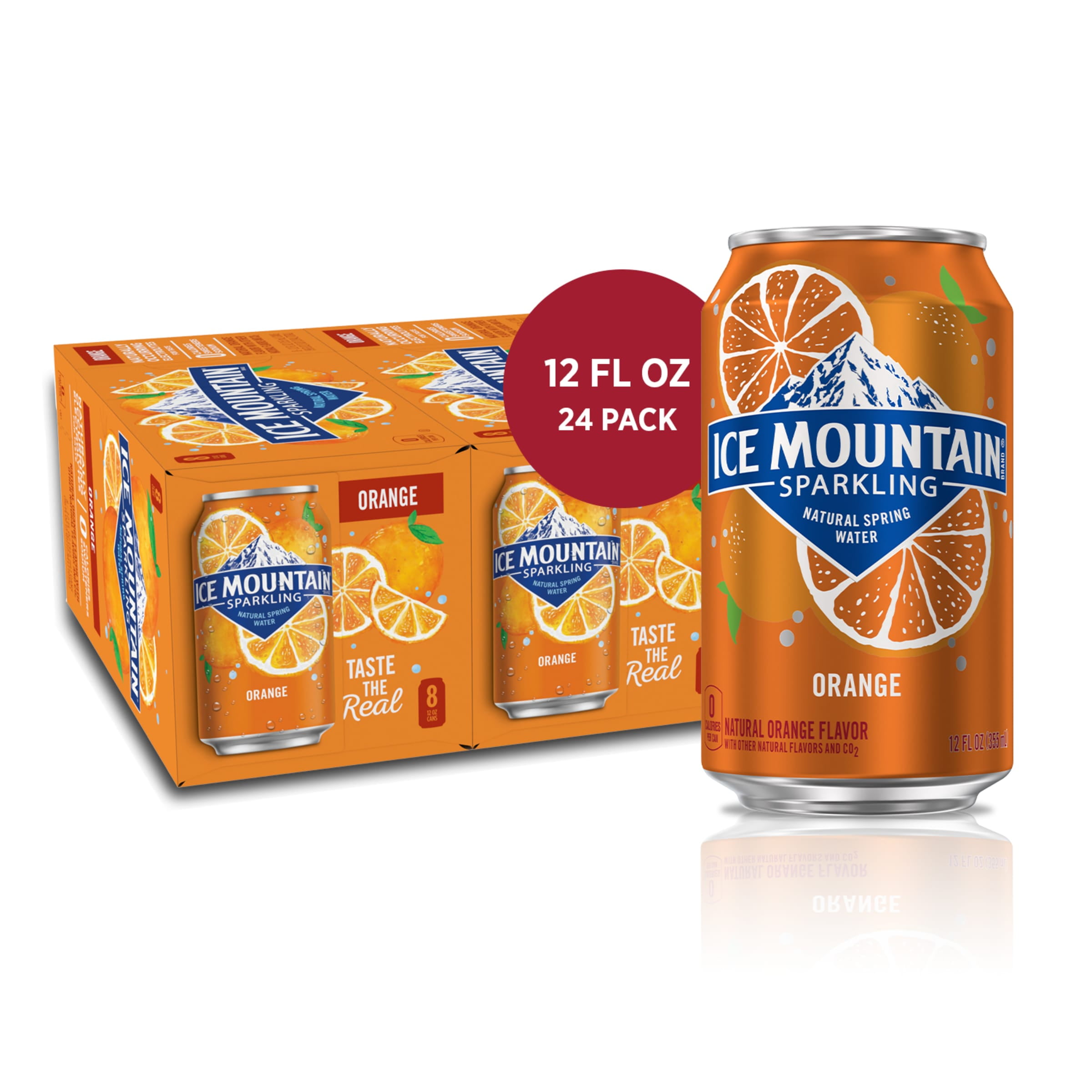 Ice Mountain Sparkling Water, Orange, 12 oz. Cans (24 Count)