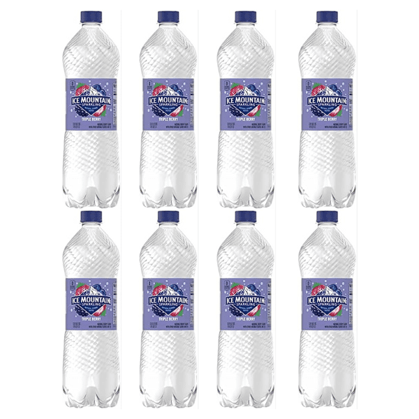 Ice Mountain Sparkling Water, Triple Berry – 33.8 fl oz Bottles, 8 Pack