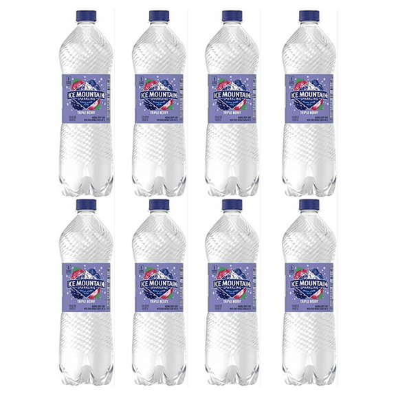 Ice Mountain Sparkling Water, Triple Berry  33.8floz Bottles, 8Pack