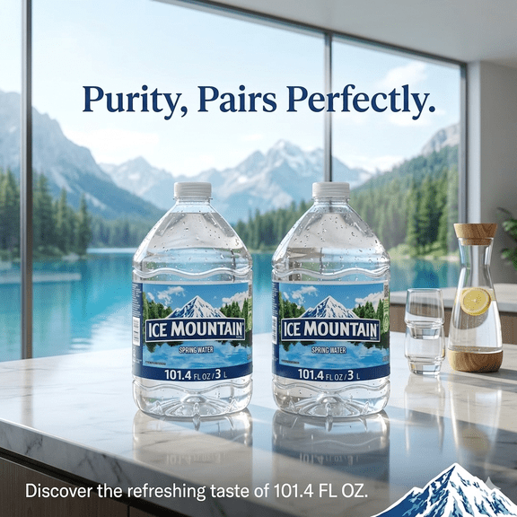 Ice Mountain Spring Water, 3 Liter Plastic Jug, 2 Pack