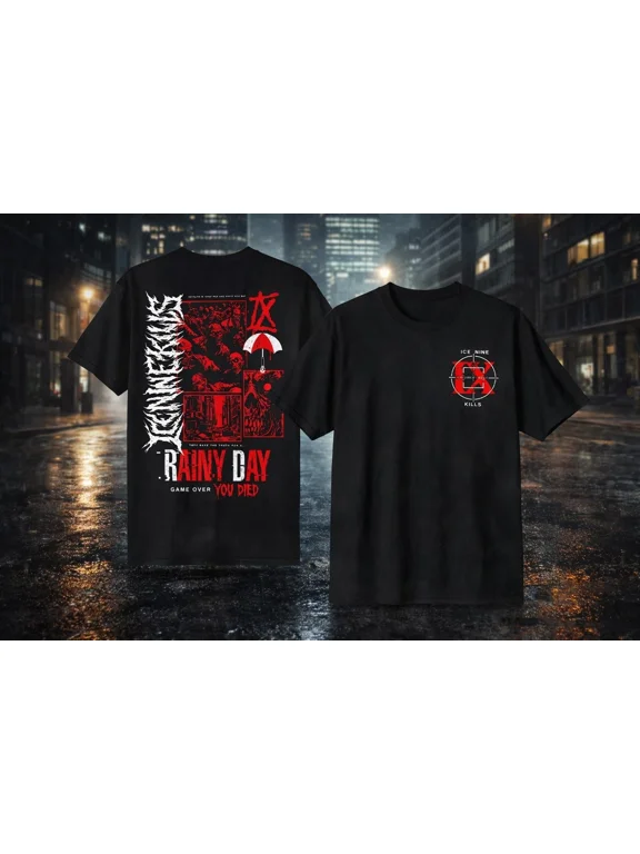 Ice Nine Kills Rainy Day Shirt, Horror Metal Band T-Shirt,Black Color,Size M