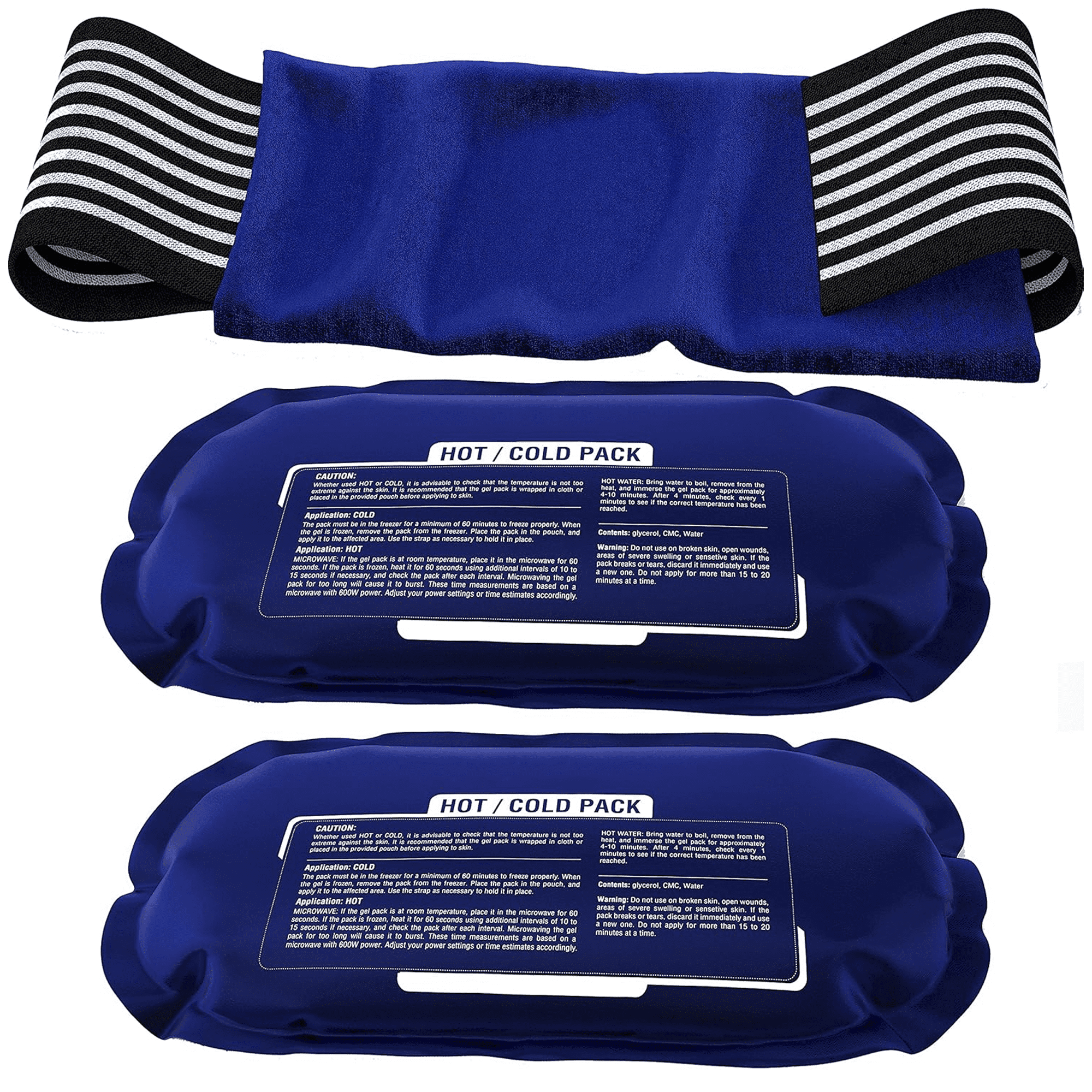 Ice Pack (3-Piece Set)  Reusable Hot and Cold Therapy Gel Wrap Support Injury Recovery, Alleviate Joint and Muscle Pain  Rotator Cuff, Knees, Back & More