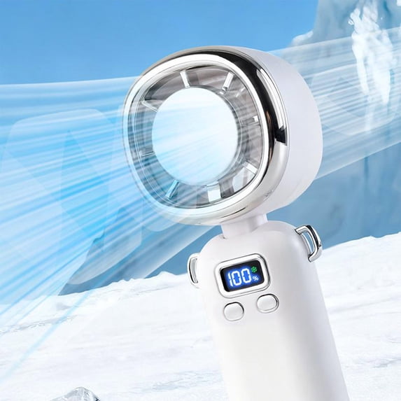Ice Pack Handheld Fan, High-Speed Turbine Fan with Digital Display, Fast Charging USB Rechargeable Fan, Quiet Brushless Motor, Portable Fan for Office, Travel & Outdoor Use