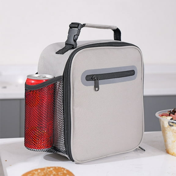Ice Pack Insulation Bag, Large Capacity Waterproof Lunch Bag, Thick Aluminum Film Cooler, Portable For Food, Drinks, Thermal Retention, Zipper Closure, Mesh Pocket, Easy To Carry