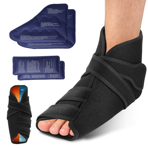 Ankle Ice Pack Wrap, Cold Pack Waps 360 Solid Gel Cooling Compression, Reusable Ice Packs for Foot Muscle Relaxation and Comfort, for Achilles Tendonitis Sprained Ankles & Heels, Black