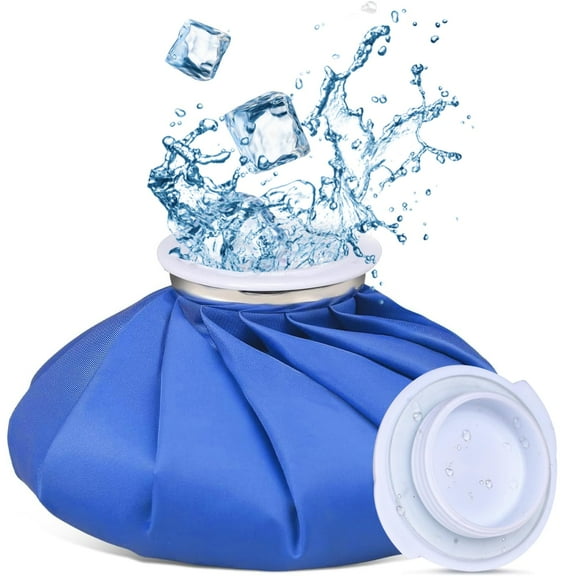 Ice Packs for Injuries Reusable, Ice Bags Hot Water Bag for Hot & Cold Therapy and Pain Relief with Cover, No-Leak Elastic Breathable Ice Bag, Blue Size 6"