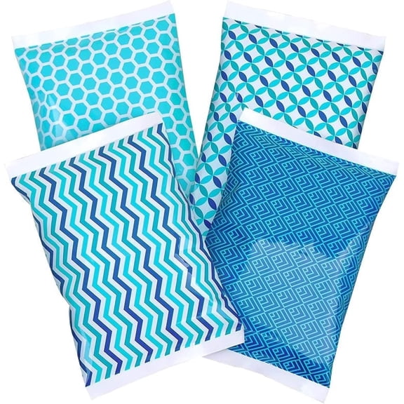 Ice Packs for Lunch Bags - Reusable Ice Packs for Cooler and Lunch Box - Long Lasting, Lightweight, Soft Gel Ice Packs for Camping, Beach Bags, Picnics, Injuries - Pack of 4
