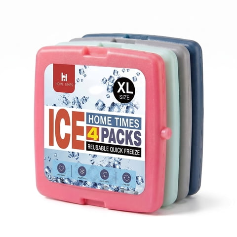 Ice Packs for Lunch Boxes & Coolers, Quick Freeze Reusable Slim Long-Lasting Space Saving Cool Packs, Multicolor, 4PCS