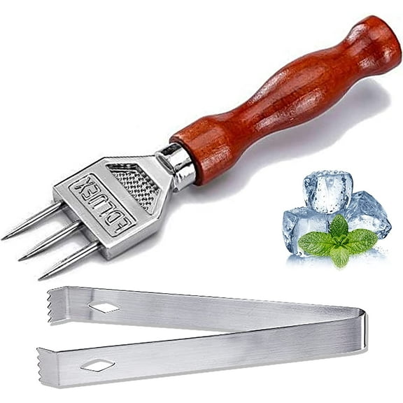 Ice Pick - 7.2 Inch Stainless Steel Ice Crusher with Wooden Handle Ice Chipper Ideal for Breaking Ice Kitchen Tool