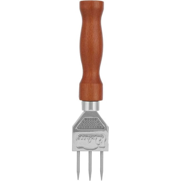 Ice Pick Stainless Steel Ice Pick, Japanese Style Ice Chipper, Ice Pick Stainless Steel with Safety Wooden Handle(Three Prong)