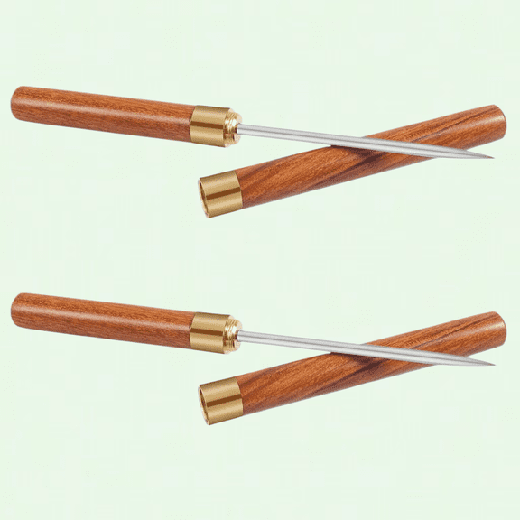 Ice Pick with Cover - 2 Pack Stainless Steel Ice Picks for Breaking Ice, Easy Grip Non-slip Wooden Handle Ice Pick Tool