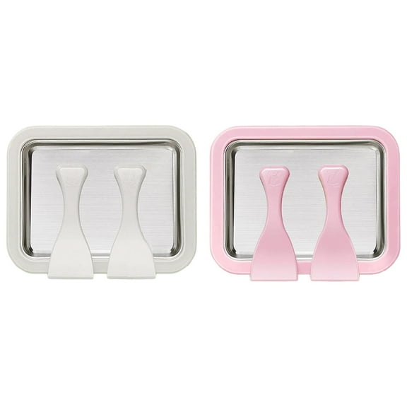 Ice Plate Ice Rolls – White+Pink | Double Grid DIY Rolled Ice Cream Maker (2PC Set) Instant Ice Cream Maker / Cold Plate Ice Cream Machine / Frozen Yogurt Maker / Sweet Spot Ice Pan