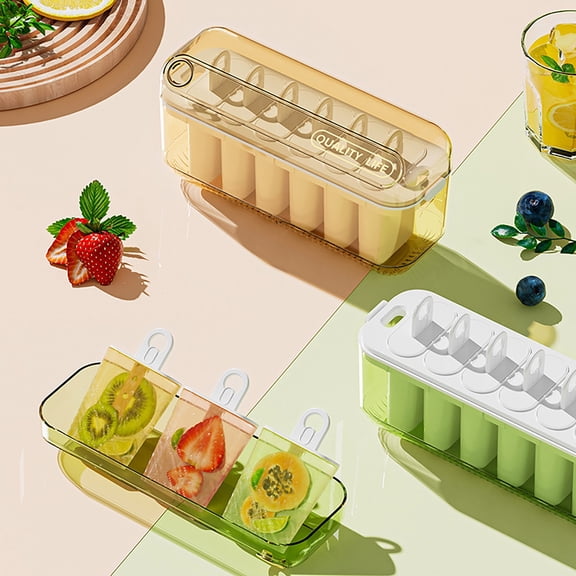 Ice Pop And Ice Cube Tray with Lid BPA-Free Plastic Mold for Homemade Popsicles Freezer Storage Easy-Release Dishwasher Safe Summer Kitchen Tool for Kids Adults