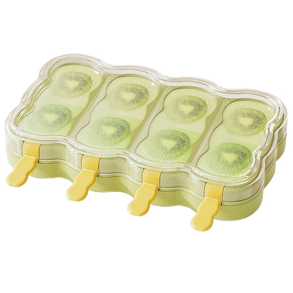 Ice Pop Maker with Sticks, 4 Compartments, Easy Release, Removable Sticks, DIY Homemade Popsicle Mold for Freezer, Create Custom Flavors with Fruits, Juice, Yogurt, Reusable, Easy Clean, Green
