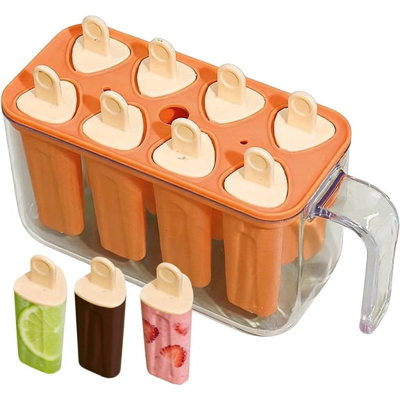 Ice Pop Molds | 8-Cavity Reusable Easy-Release Freezer Tray - Ice Pop Molds with Sticks,for Home Kitchen Party Bar Yogurt Juice Kids Adult