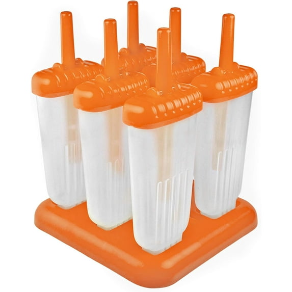 Ice Pop Molds, Drip-Guard Handle, 4 Ounce Ice Pops, Set of 6 Ice Pop Molds, Popsicle Makers with Reusable Sticks, Mess-Free Frozen Treats