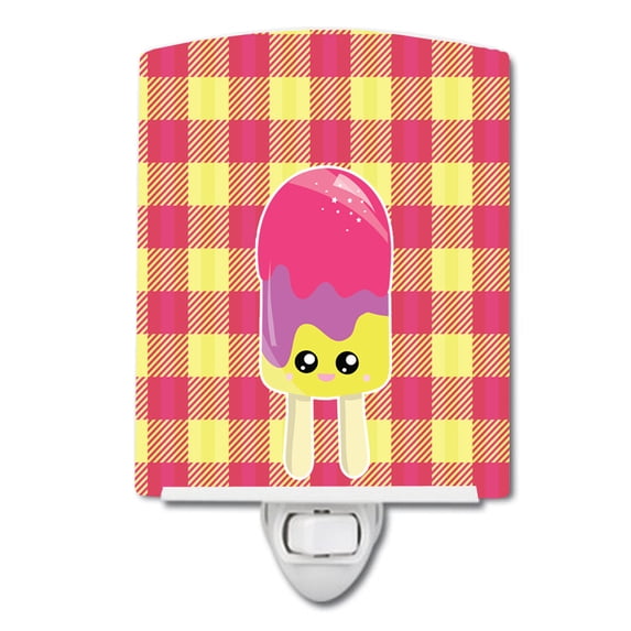 Ice Pop Popcicle Face Gingham Ceramic Night Light