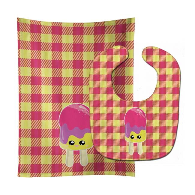 Ice Pop Popsicle Face Gingham Baby Bib & Burp Cloth