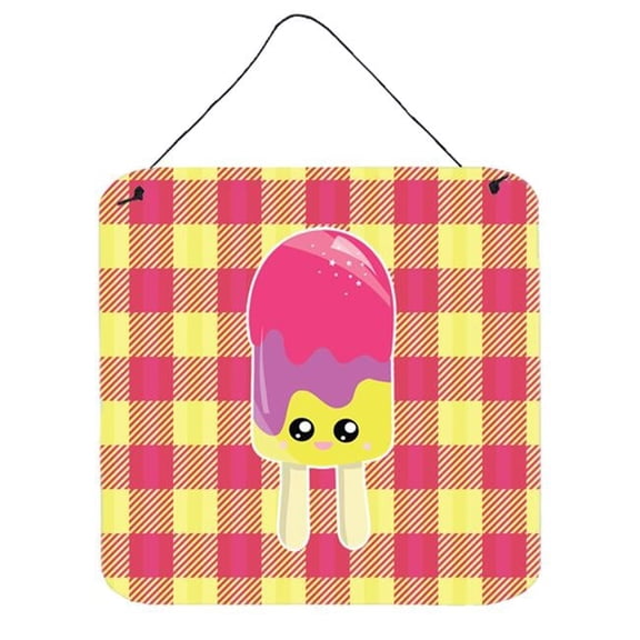 Ice Pop Popsicle Face Gingham Wall or Door Hanging Prints