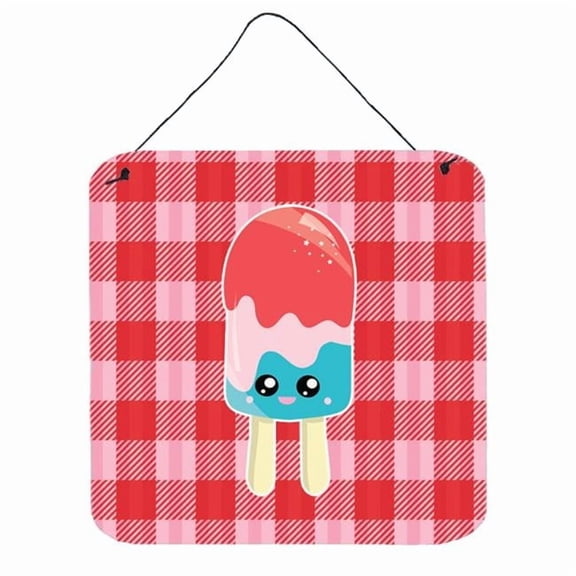Ice Pop Popsicle Face Gingham Wall or Door Hanging Prints