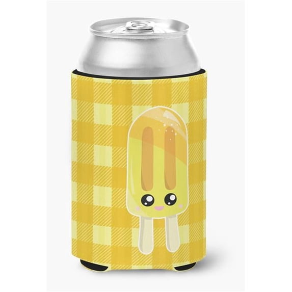 Ice Pop Popsicle Face Gingham Yellow Can or Bottle Hugger