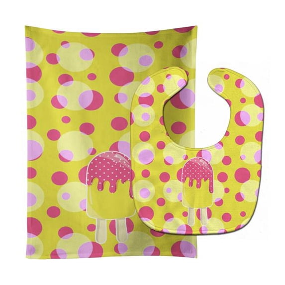Ice Pop Popsicle Pink Yellow Baby Bib & Burp Cloth