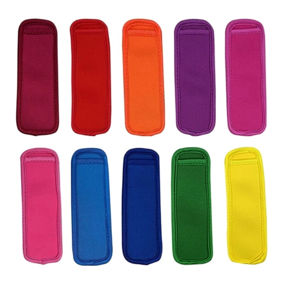 Ice Pop Sleeves, 10 Pcs Popsicle Holders Bags, 2.3x7 inch Neoprene Insulator Sleeves Freezer, Reusable Portable Cloth Sleeves for Long Ice Pops, Reducing Melting Speed, 10 Colors,Red
