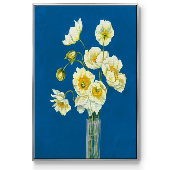 Ice Poppies Framed Premium Gallery Wrapped Canvas - Ready to Hang - 17 x 25 - Silver Floating Frame