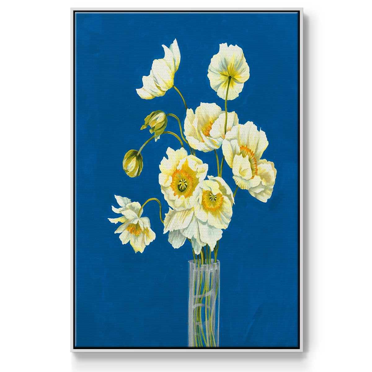Ice Poppies Framed Premium Gallery Wrapped Canvas - Ready to Hang - 25 x 37 - White Floating Frame