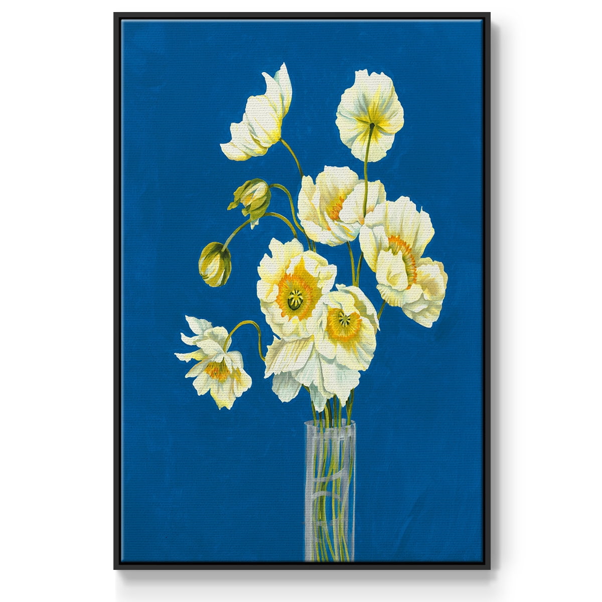 Ice Poppies Framed Premium Gallery Wrapped Canvas - Ready to Hang - 27 x 41 - Black Floating Frame