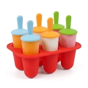 Silicone Popsicle Molds for Kids, 6-Cavity Ice Pop Maker with Reusable Sticks and Drip Tray, BPA-Free Homemade Ice Pop Mold for Juice, Yogurt and Fruit Snacks