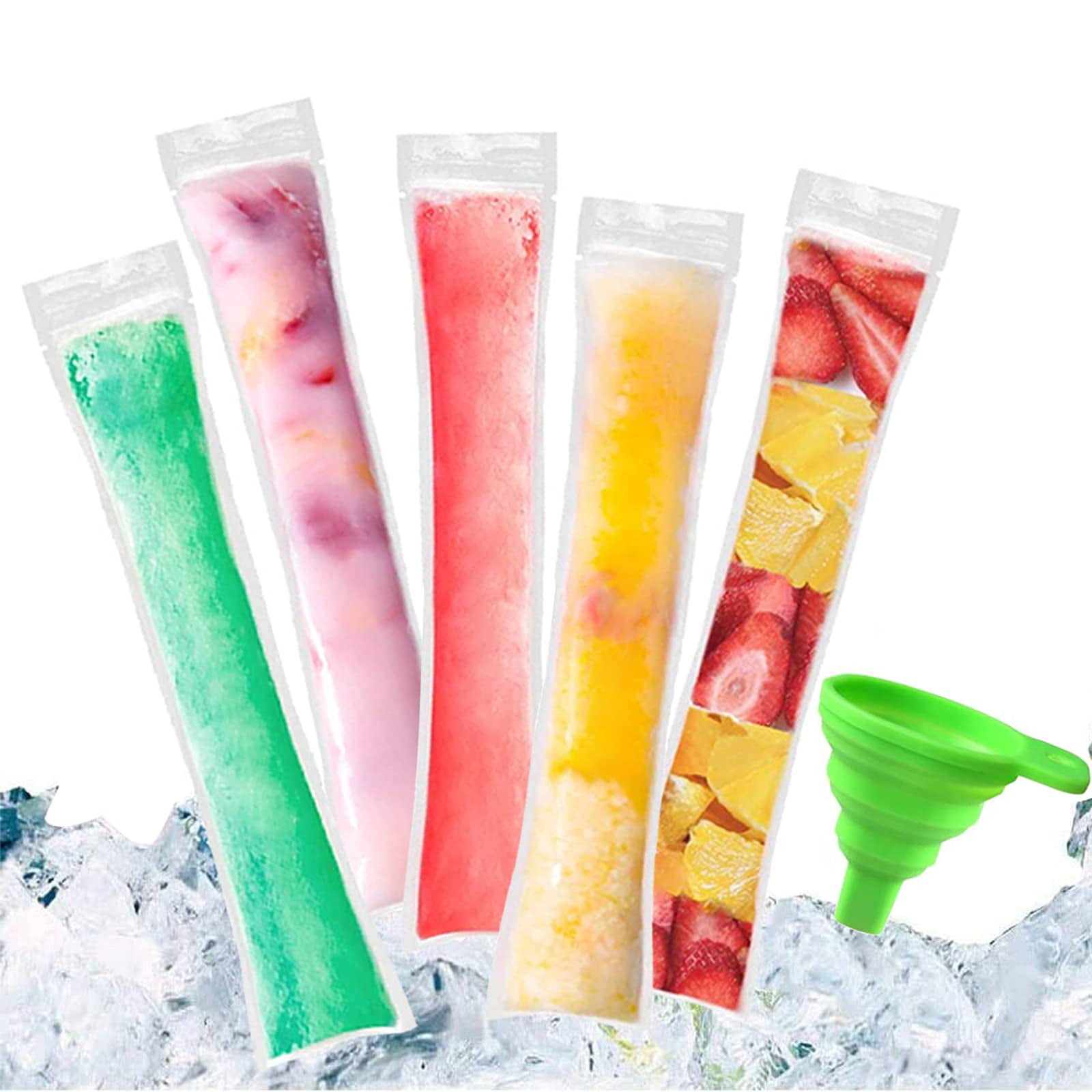 Ice Popsicle Moulds Bags with A Funnel for Yogurt, Ice Candy or Freeze