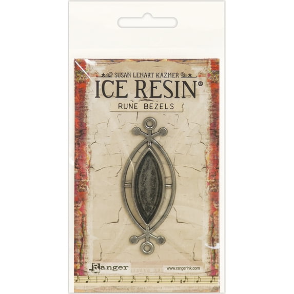 Ice Resin Rune Bezel Small Ellipse-Antique Silver