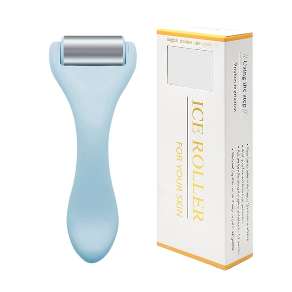 Ice Roller Massager Stainless Steel Skin Beauty Pore Tightening Massager,Blue,18CM