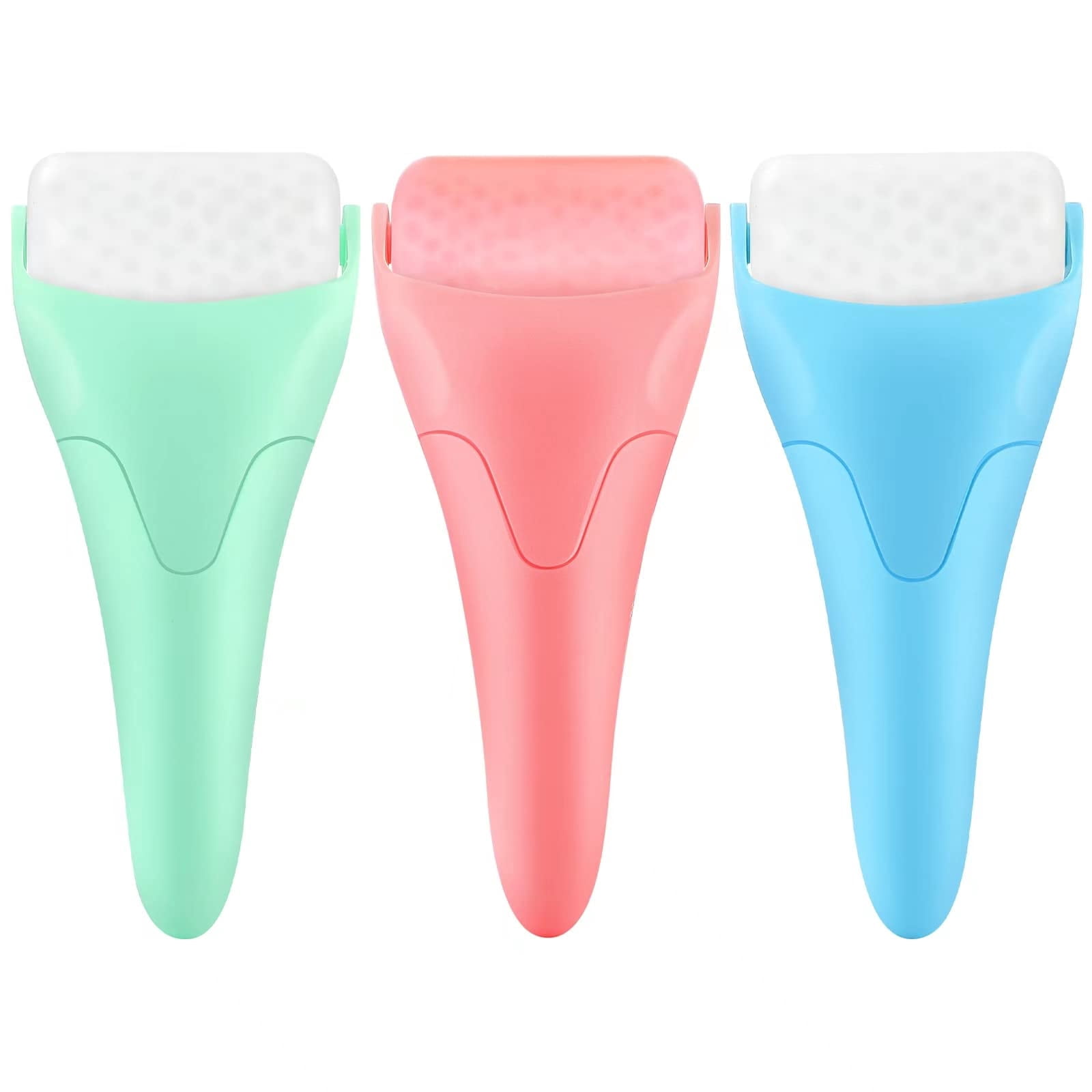 Ice Roller for Face & Eye, Puffiness, Migraine, Pain Relief and Minor Injury, Care Products 3pcs（pink,green,blue,18.5*8.5*4.2cm )