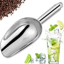 Ice Scoop 6 oz, Metal Ice Scooper for Ice Maker, Stainless Steel Food Scoop for Candy Wedding Kitchen Bar Party, Pet Animal Dog Food Scoop Beach Shovel, Heavy Duty & Sturdy, Silver