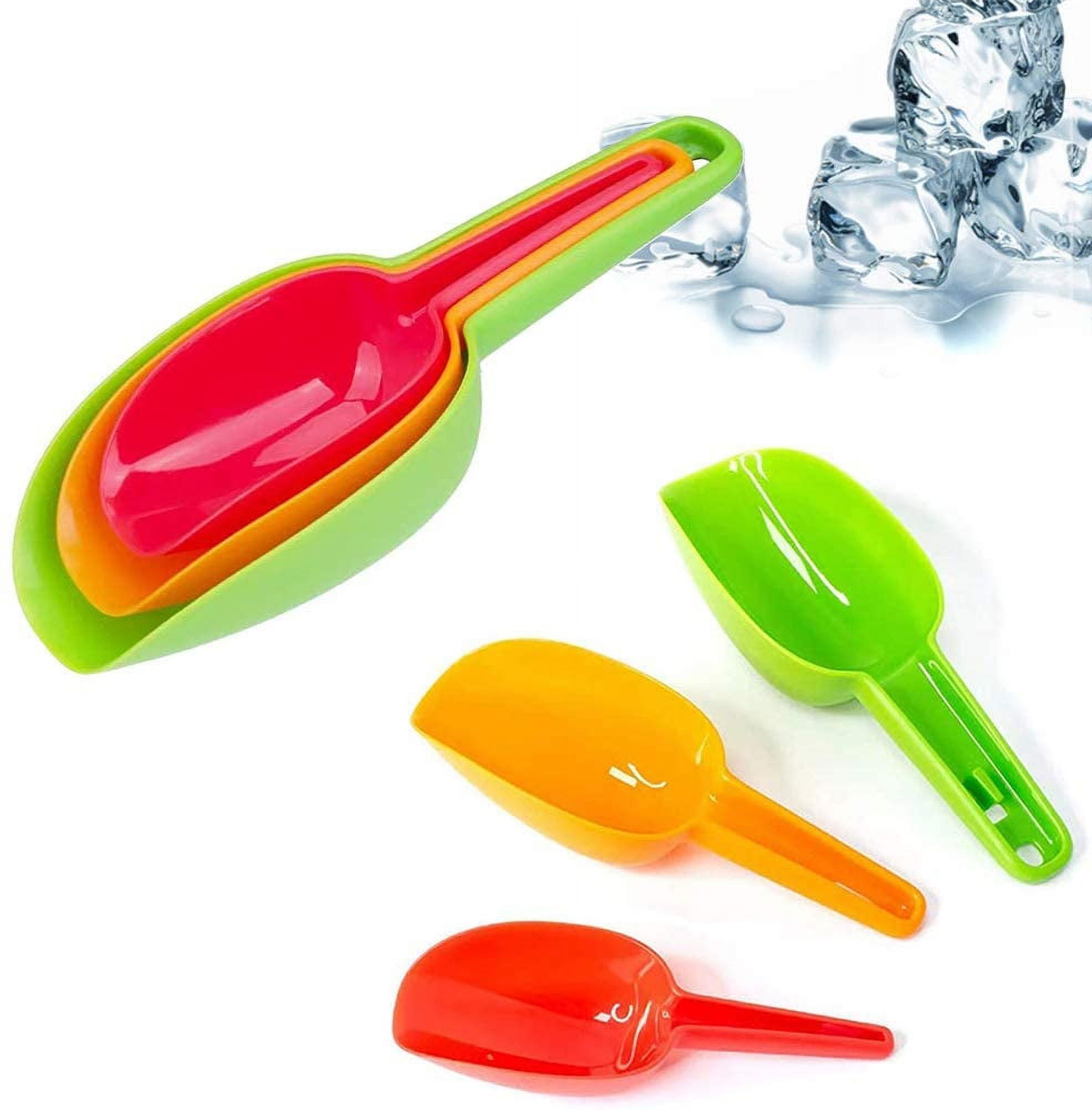 Ice Scoop Set of 3, Multi Purpose Plastic Kitchen Scoops Containers, Ice  Scooper for Freezer, Ice Maker, Canisters, Flour, Suger, Dry Foods,  Popcorn