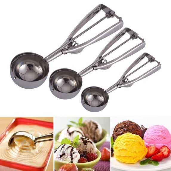 Ice Scoop Stainless 3.6/4.5/5.3Cm Commercial Small Medium Large Cookie Scoop for Baking Bradem